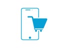 Vector Buy Shop Cart Purchase with mobile phone Checkout Icon - Trolly Sign For online purchases