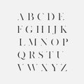 Vector serif font in modern minimal style.