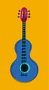 Hand-drawn vector illustration of an acoustic guitar with strings. Jazz, classical music. Rock. Musical instrument. Flat. Royalty Free Stock Photo