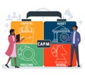 Flat design with people. CAPM - capital asset pricing model   acronym. Royalty Free Stock Photo