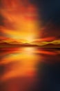 Autumn orange and yellow sunset sky, water mirror, nature landscape Royalty Free Stock Photo