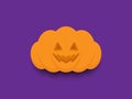 Pumpkins for Halloween. Halloween illustration of a happy pumpkin Vector on a purple background. Royalty Free Stock Photo