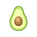 Avocado slice with seed simple vector icon illustration design