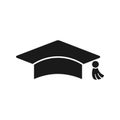 Graduation cap silhouette simple vector icon illustration design