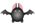 Bat in flight - vector full color illustration. A cute fat bat with an angry face flies upward - a funny childish illustration. Royalty Free Stock Photo