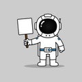 Cute astronaut carrying protesting sign