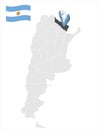 Location of Formosa Province on map Argentina. 3d location sign similar to the flag of Formosa. Quality map with provinces of