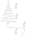 Christmas tree silhouette drawing on white Royalty Free Stock Photo