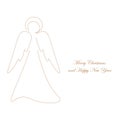 Christmas card. Christmas angel line draw Royalty Free Stock Photo