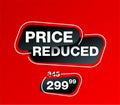 Price Reduced red banner - decorated mesage