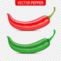 Vector set of isolated red and green peppers.