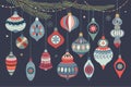 Christmas ornaments collection with decorative Christmas balls