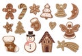 Christmas sweets collection with decorative gingerbread Royalty Free Stock Photo