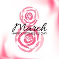 International Happy Women`s Day. 8 March Lettering poster made from rose acrylic imprints. Royalty Free Stock Photo