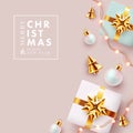 Merry Christmas and Happy New Year background, greeting card, Sale poster, holiday cover. Modern Xmas banner design Royalty Free Stock Photo