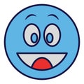 Blue, charactor, circle, color, emoji, emotion, face, filled, happy, icon, outline, smile, smiley, tongue