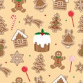 Seamless pattern with christmas sweets