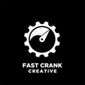 Fast crank creative sport bike motor cycle with speed indicator vector logo Royalty Free Stock Photo