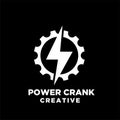 Power crank creative sport bike motor cycle with bolt icon Royalty Free Stock Photo