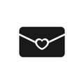 Love letter envelope with heart in the middle logo icon silhouette design Royalty Free Stock Photo