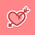 Broken cracked heart with arrow through it sticker patch icon design Royalty Free Stock Photo