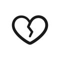 Broken heart cartoon outline logo icon design