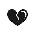 Broken heart with highlight silhouette logo icon design Royalty Free Stock Photo