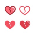 Red broken heart cartoon sticker patch icon design set Royalty Free Stock Photo