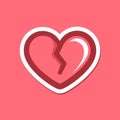 Red broken heart cartoon sticker patch icon design Royalty Free Stock Photo