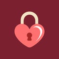 Cute red heart shaped padlock patch sticker icon design. Royalty Free Stock Photo