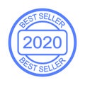 Best seller 2020 stamp. Blue rubber stamp. Seal. Product quality. Bestseller cachet. Round print. Royalty Free Stock Photo