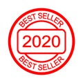 Best seller 2020 stamp. Red rubber stamp. Seal. Product quality. Bestseller cachet. Round print. Royalty Free Stock Photo