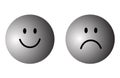 Happy and sad face using blac.k on white background Royalty Free Stock Photo