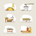 Set of fast food icons in flat style.