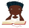 Afro american guy reading a book