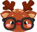 Cute colorful cartoon baby deer with glasses template. Royalty Free Stock Photo