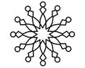 Snowflake - vector linear picture for coloring. Snowflake, mandala - rasskraska. New Year`s picture, winter. Outline.