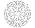 Mandala or snowflake with patterns - vector linear illustration for coloring. Outline. Circular pattern with editable path. Snowfl