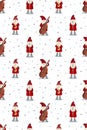 Seamless pattern nisse musician Santa Claus, Christmas motive in red coat Royalty Free Stock Photo