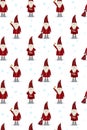 Seamless pattern nisse musician Santa Claus, Christmas motive in red coat