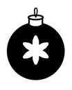 Christmas ball - black vector silhouette for logo or pictogram. Christmas tree toy with a snowflake - a silhouette for identity or Royalty Free Stock Photo