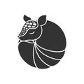 Armadillo rolled up into a ball silhouette icon detailed version