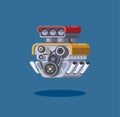 Car engine turbo symbol concept in cartoon illustration vector Royalty Free Stock Photo