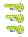 Sugar, Gluten, Lactose free - products composition