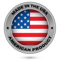 Made in the USA American product silver batch with the flag Royalty Free Stock Photo