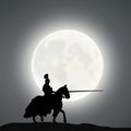 A Mounted Warrior Under The Moonlight Royalty Free Stock Photo
