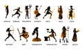 Greek mythology orange and black figures olympus gods Royalty Free Stock Photo