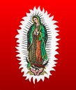 Virgin of Guadalupe, Mexican Deity colorful background.
