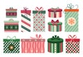 Christmas gift boxes collection isolated on white Royalty Free Stock Photo