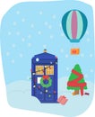 Christmas tardis and gifts under the christmas tree